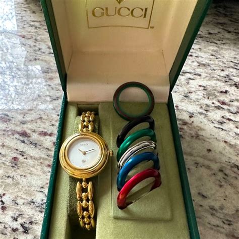 vintage gucci watch w/ interchangeable bezels